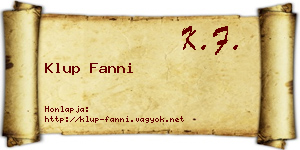 Klup Fanni névjegykártya
